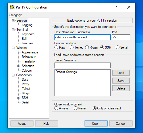 putty configure step1